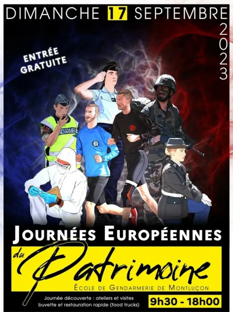 affiche Journée du patrimoine à l'École de gendarmerie de Montluçon-poste de secours-benevoles-auvergne