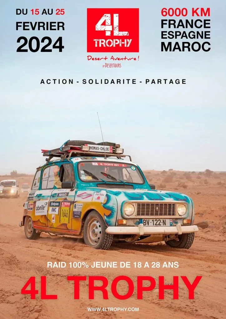 affiche Partenaire du Raid humanitaire en 4L de Biarritz à Marrakech-protection civile allier-secourisme-formation-aide